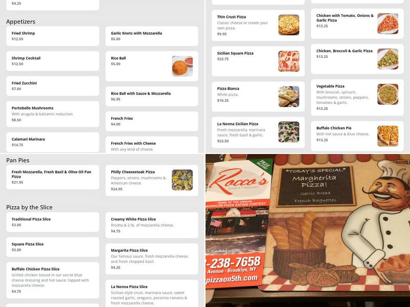 Rocco's Pizzeria Menu