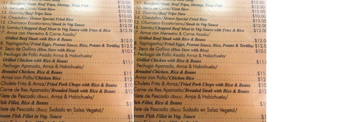 Franchesco's Menu