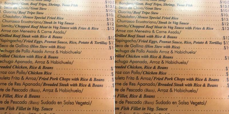 Franchesco's Menu