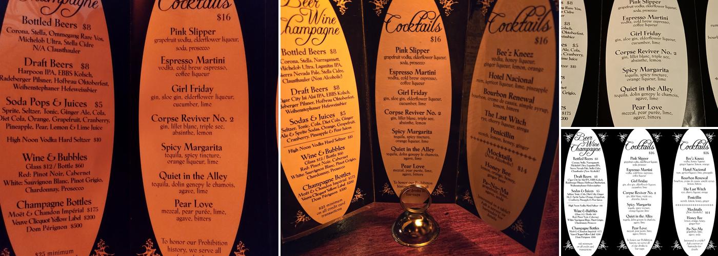 The Back Room Menu