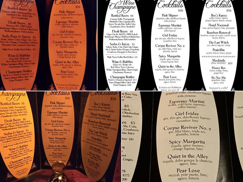 The Back Room Menu