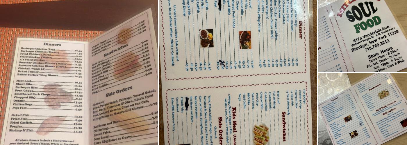 Mitchell's Soul Food Menu