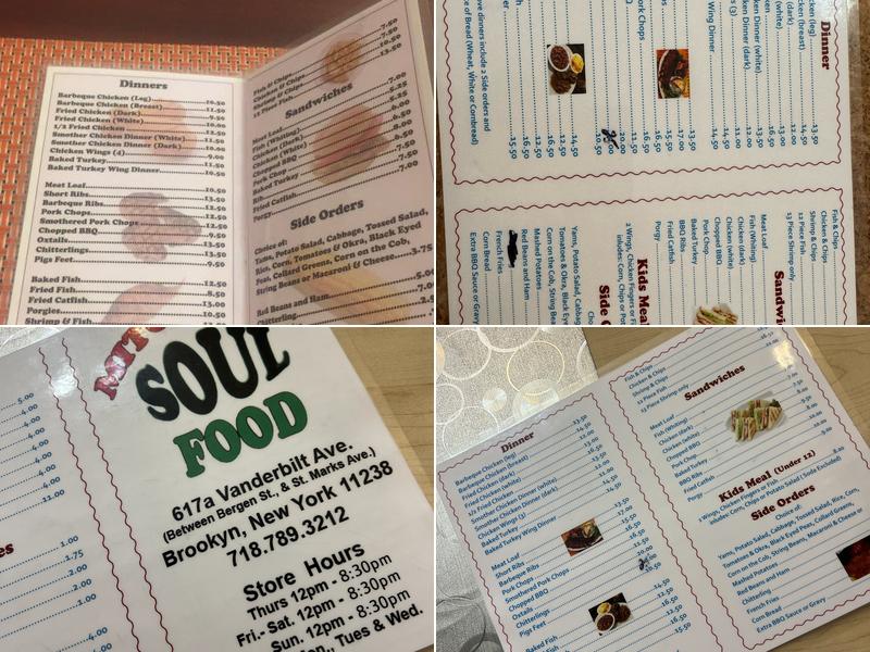 Mitchell's Soul Food Menu