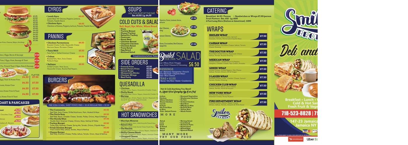 Smilen Brothers Menu