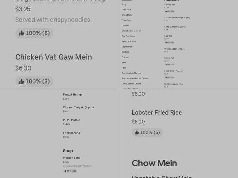 Lucky Chen Menu