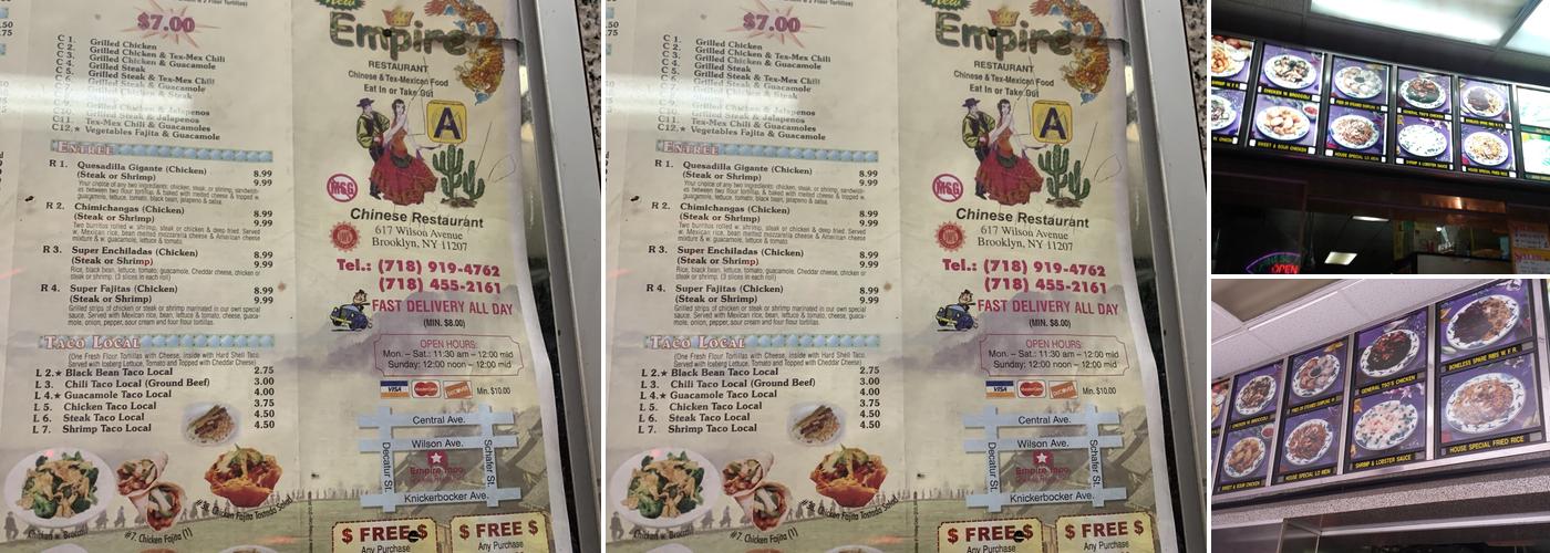 Empire Taco Menu
