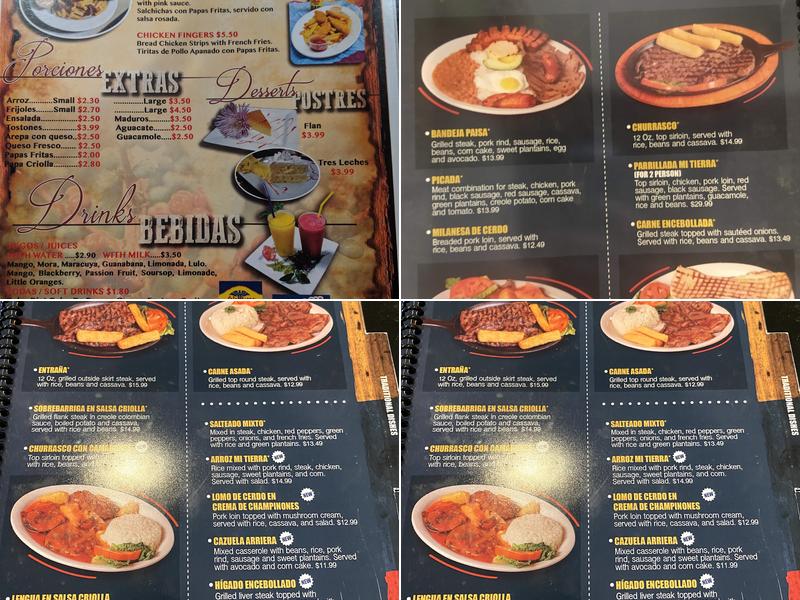 Mi Tierra Restaurant Menu