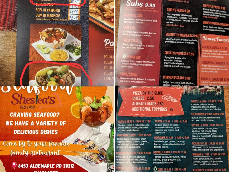 Sheslea's Pizzeria Menu