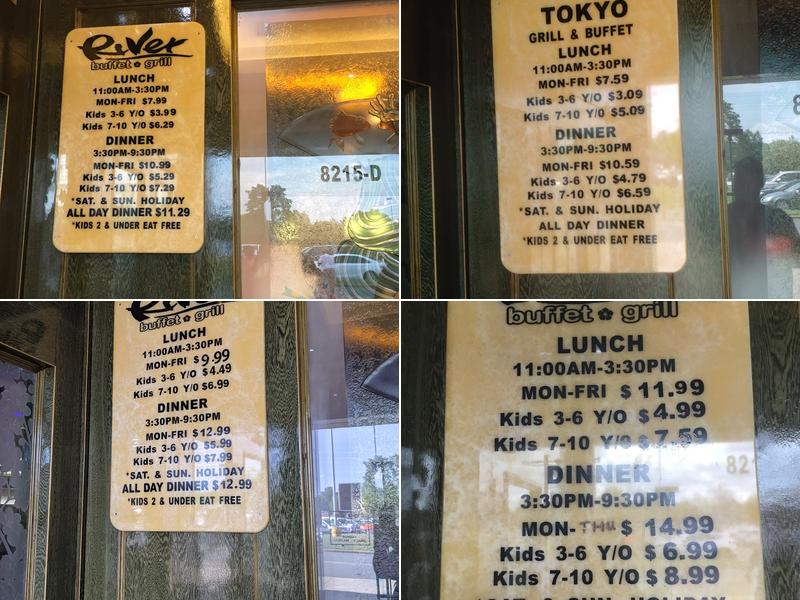 River buffet grill Menu