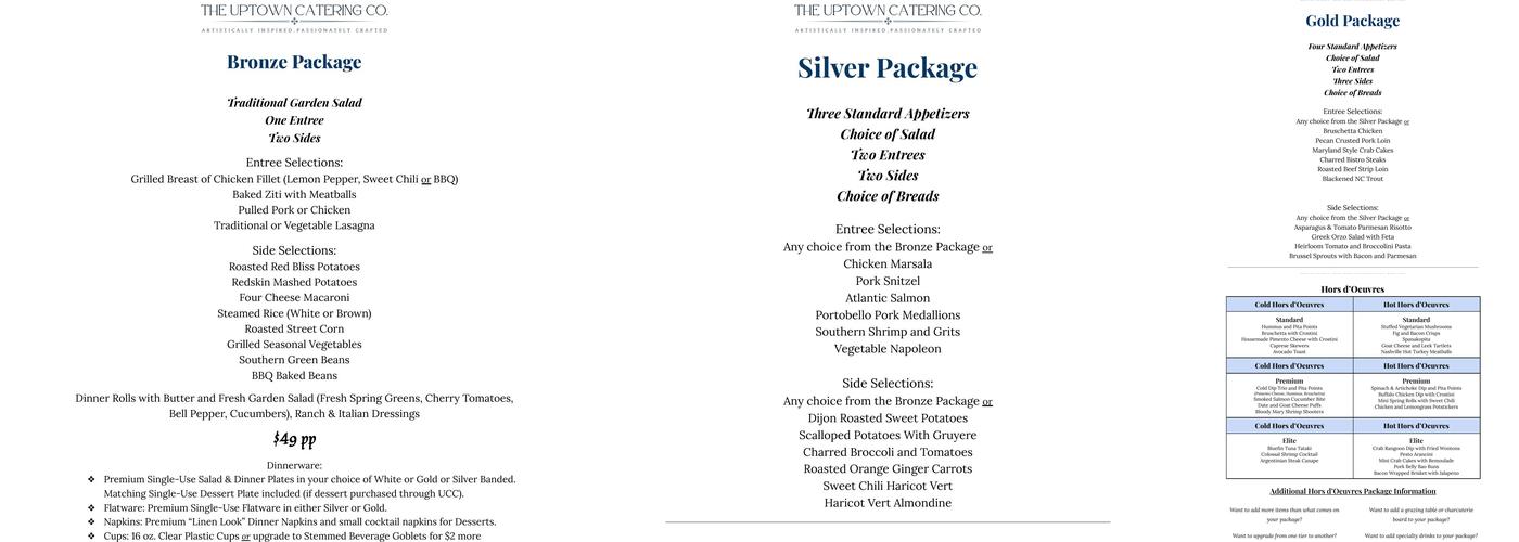 The Uptown Catering Company Menu