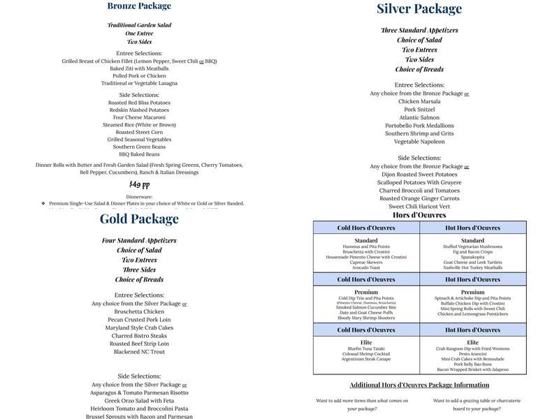 The Uptown Catering Company Menu