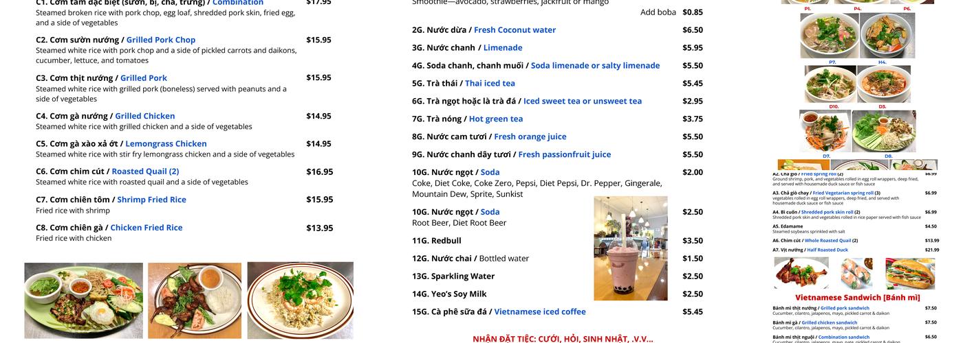 Saigon Pho Menu