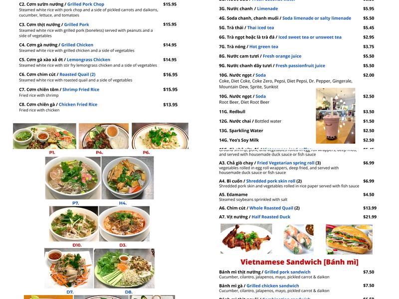 Saigon Pho Menu
