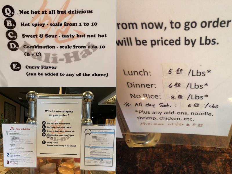 Bali Hai Mongolian Barbecue Menu