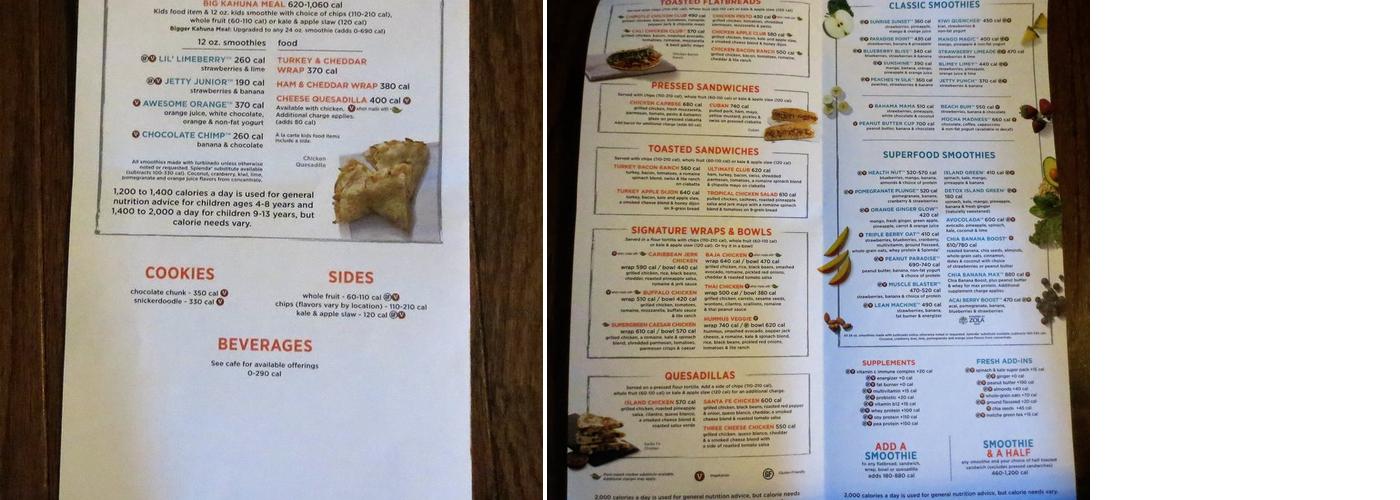 Tropical Smoothie Cafe Menu