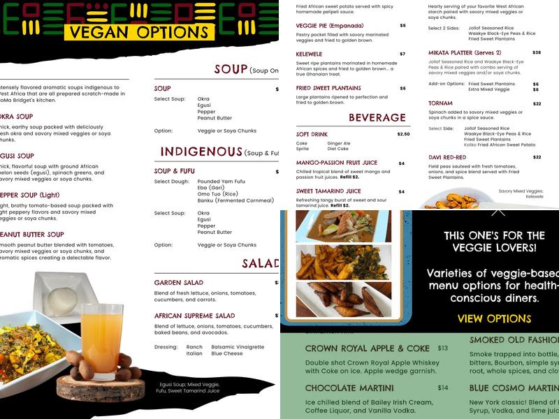 Taste of West Africa Menu