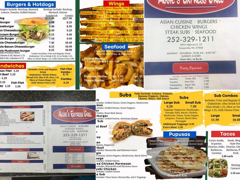 Aggies Express grill Menu