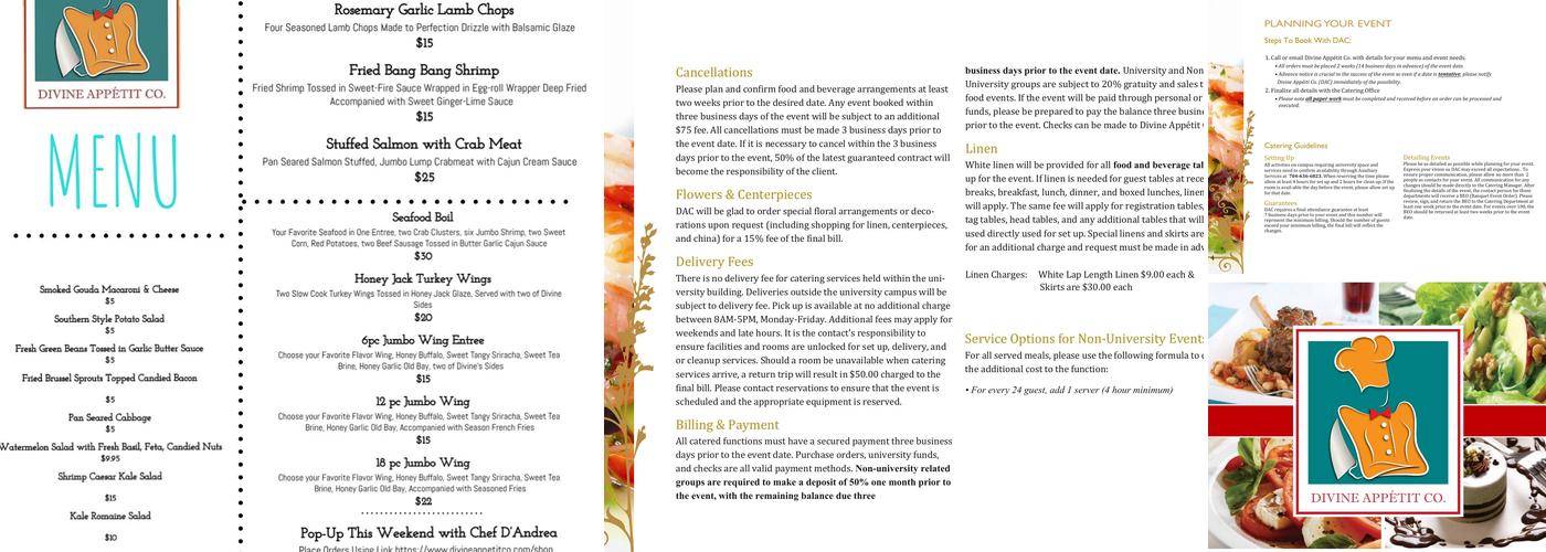 Divine Appétit Company Menu