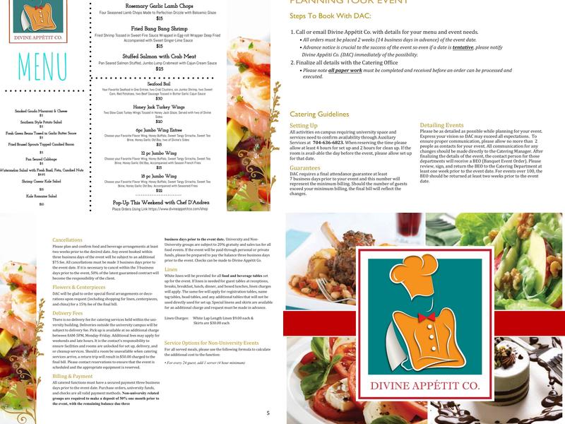 Divine Appétit Company Menu