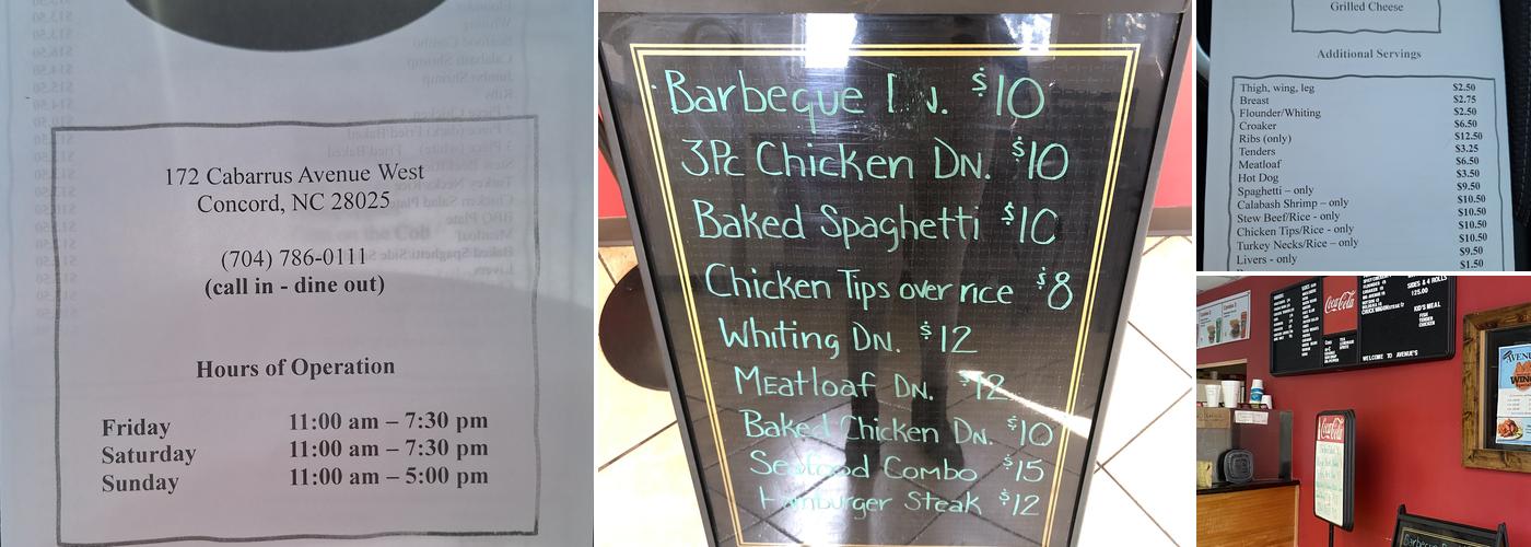 Avenue's Restaurant Menu