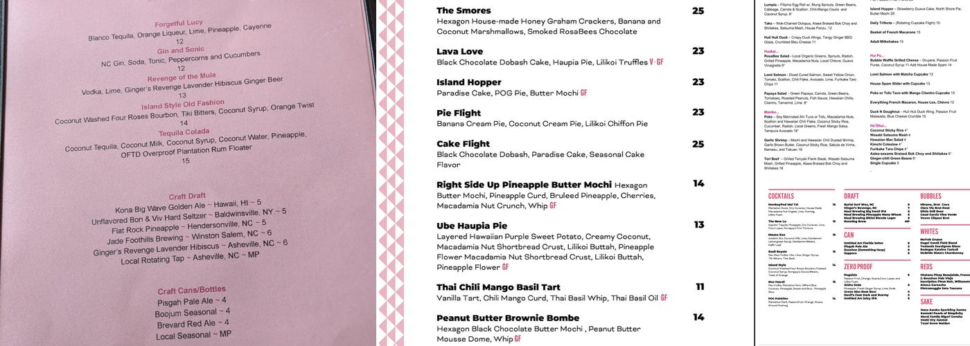 RosaBees Menu