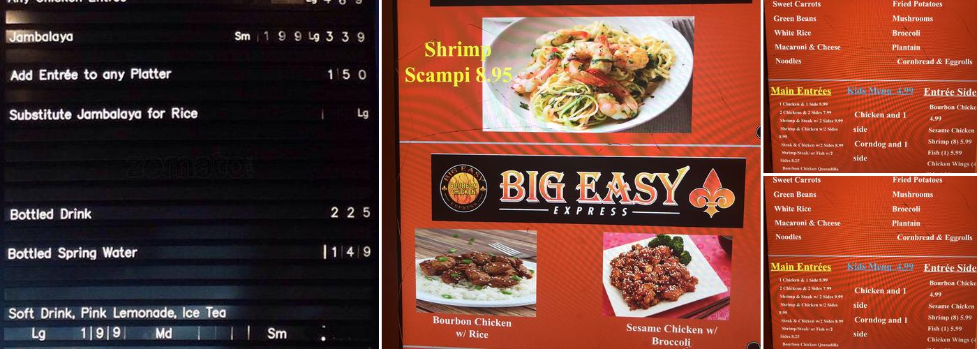 Big Easy Express Menu