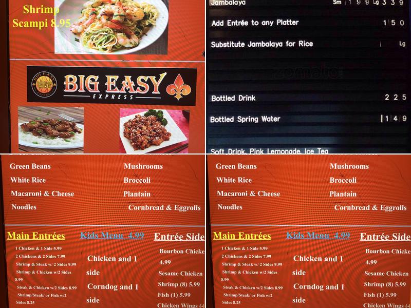 Big Easy Express Menu
