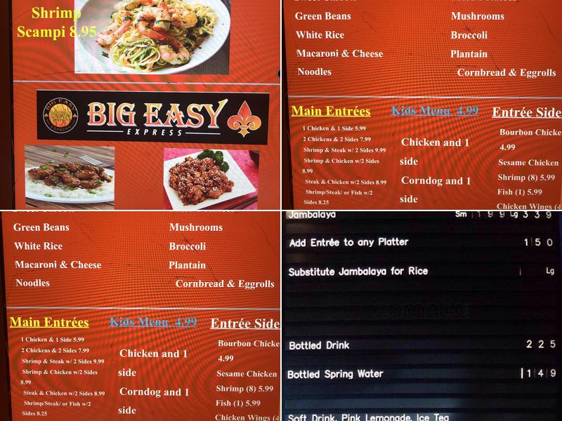 Big Easy Express Menu