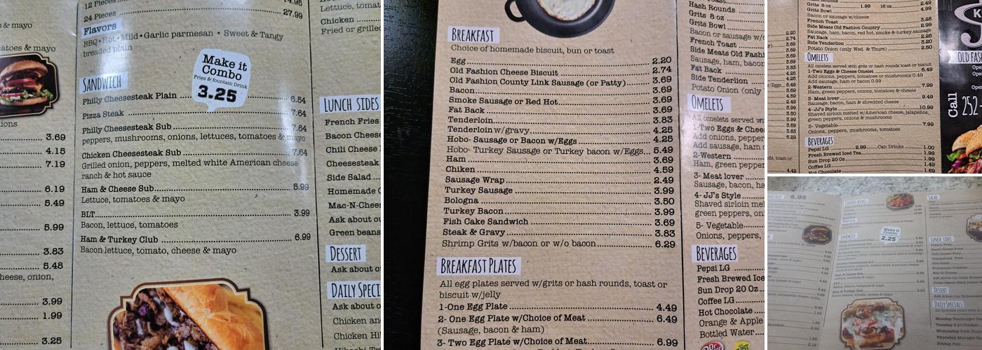 JJ's Kitchen Menu