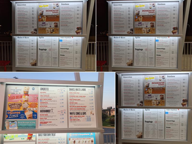 Andy's Frozen Custard Menu
