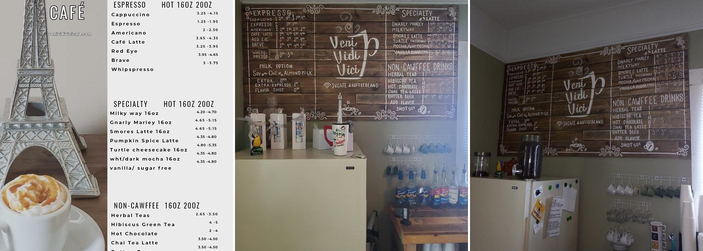 Veni Vidi Vici Cafe Menu