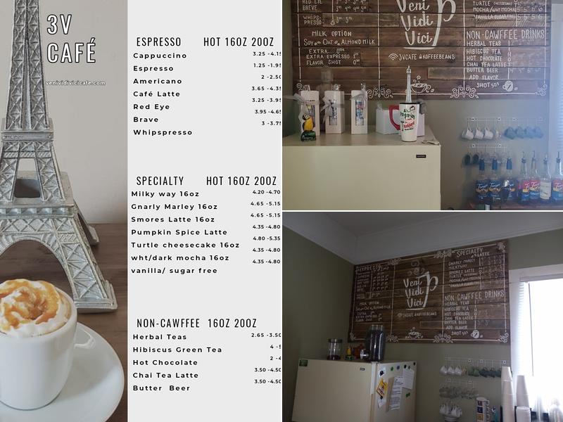 Veni Vidi Vici Cafe Menu