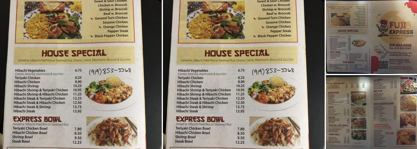 Fuji Express Menu