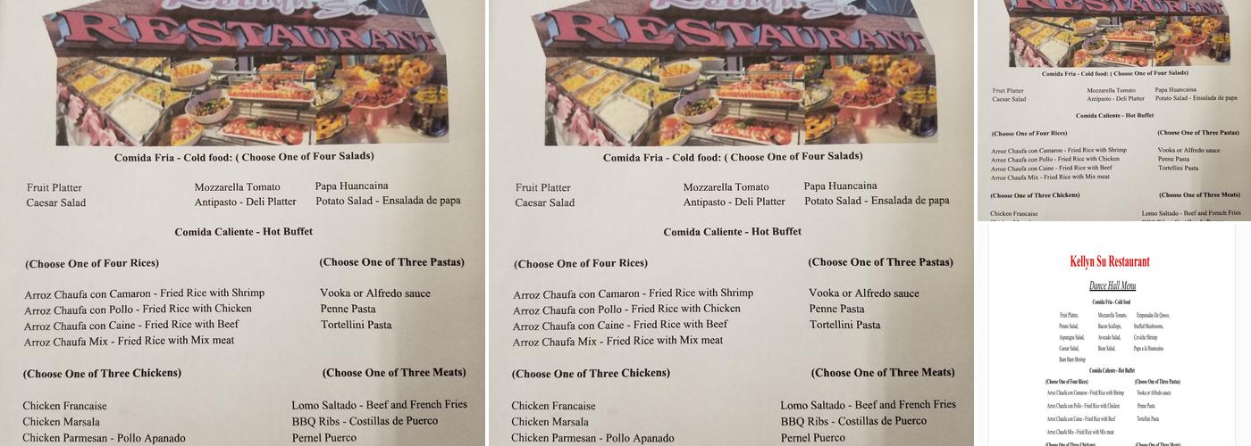 Kellyn Su Restaurant Menu