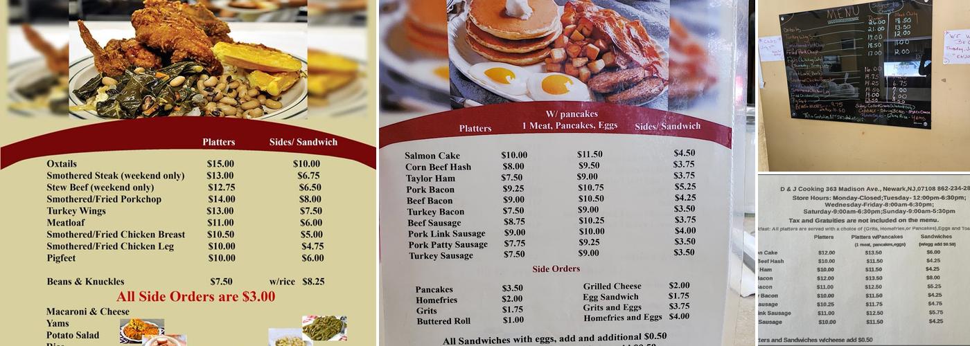 D & J Country Cooking Menu