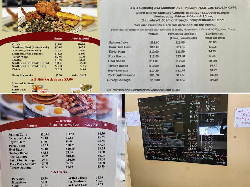 D & J Country Cooking Menu