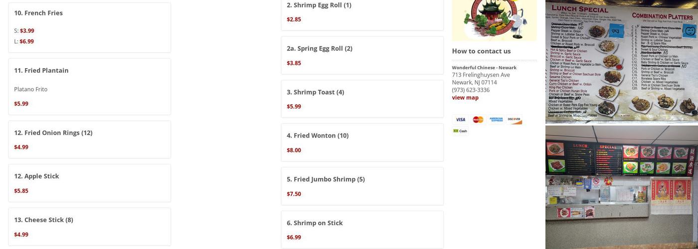 Wonderful Chinese Menu
