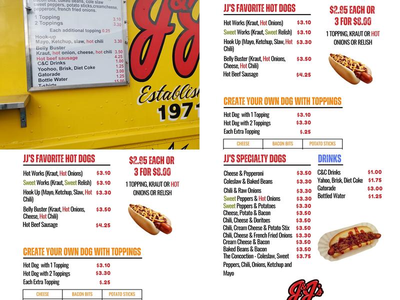 JJ's Hot Dogs Menu