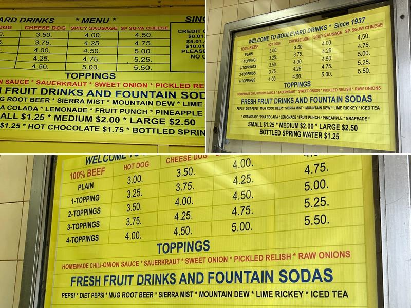 Boulevard Drinks Menu