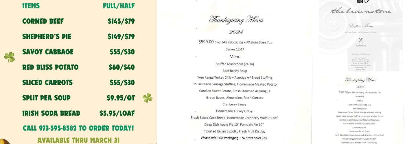 The Brownstone Menu