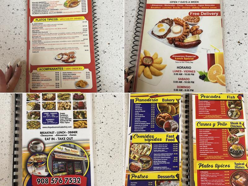 Oh! Que Bueno! Colombian Restaurant & Bakery Menu