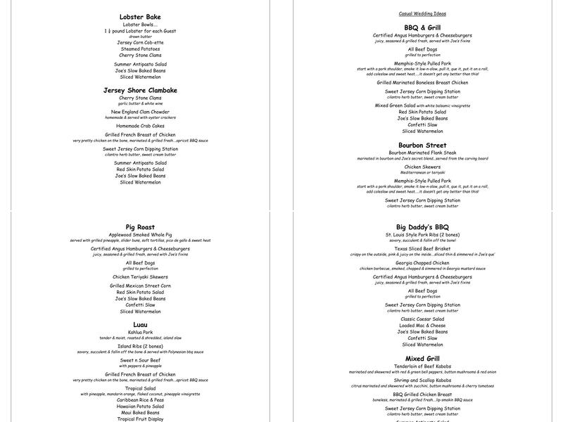 Jersey Joe's Barbecue & Grill Menu