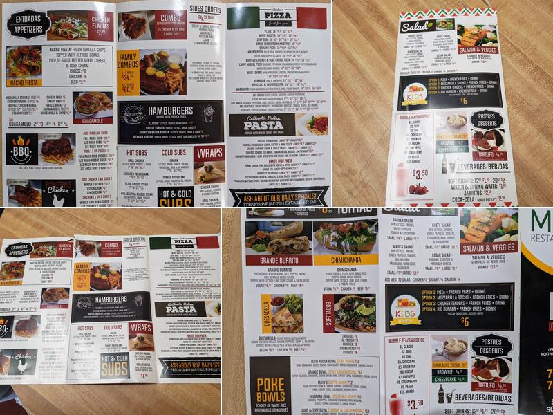 Maya's Pizzeria Restaurant Menu