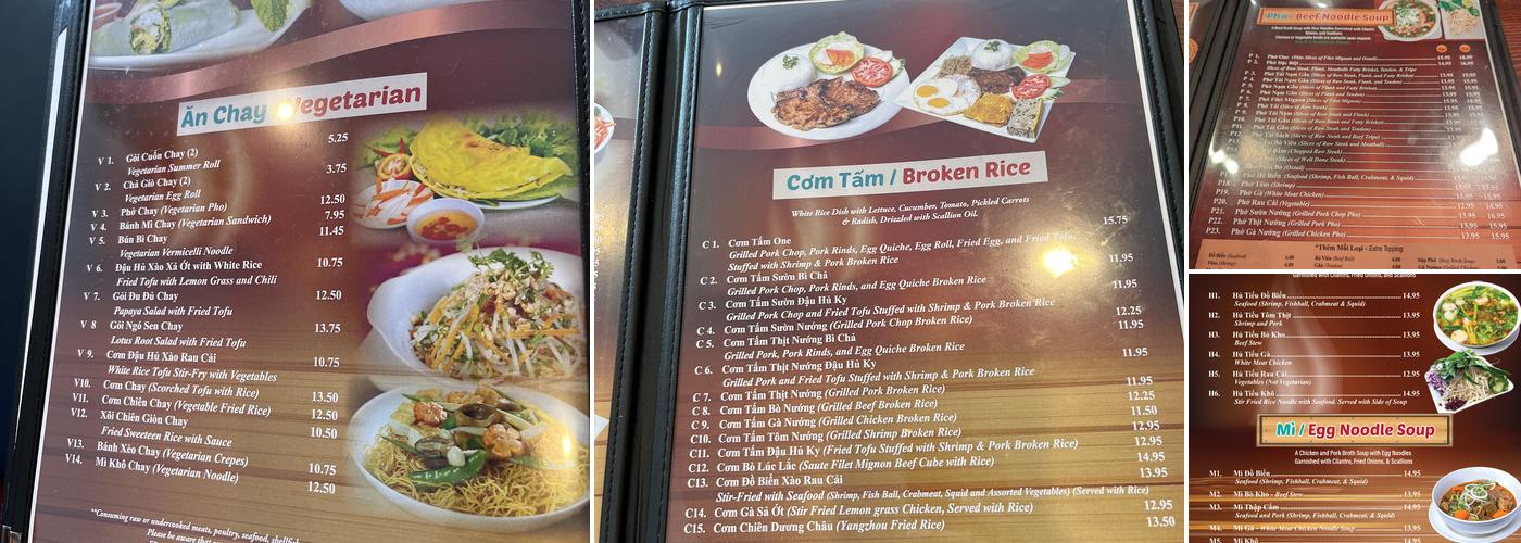Pho One Vietnamese Restaurant Menu