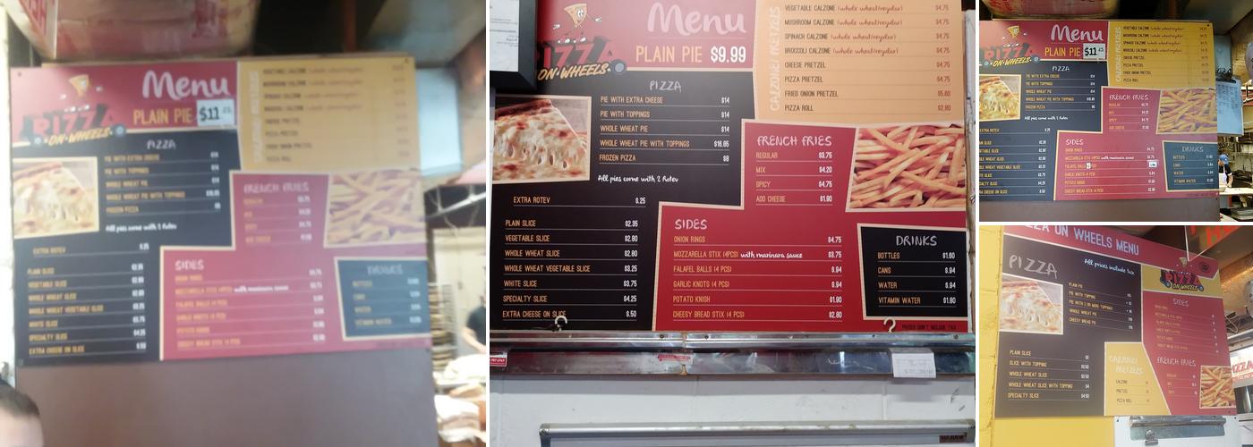 Pizza on Wheels Menu