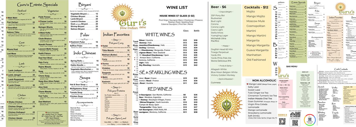Guru's Menu