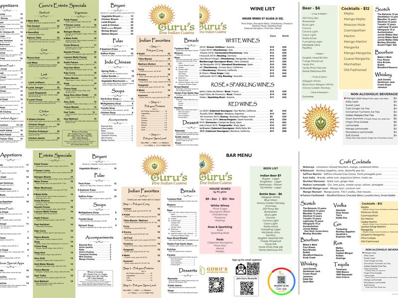 Guru's Menu