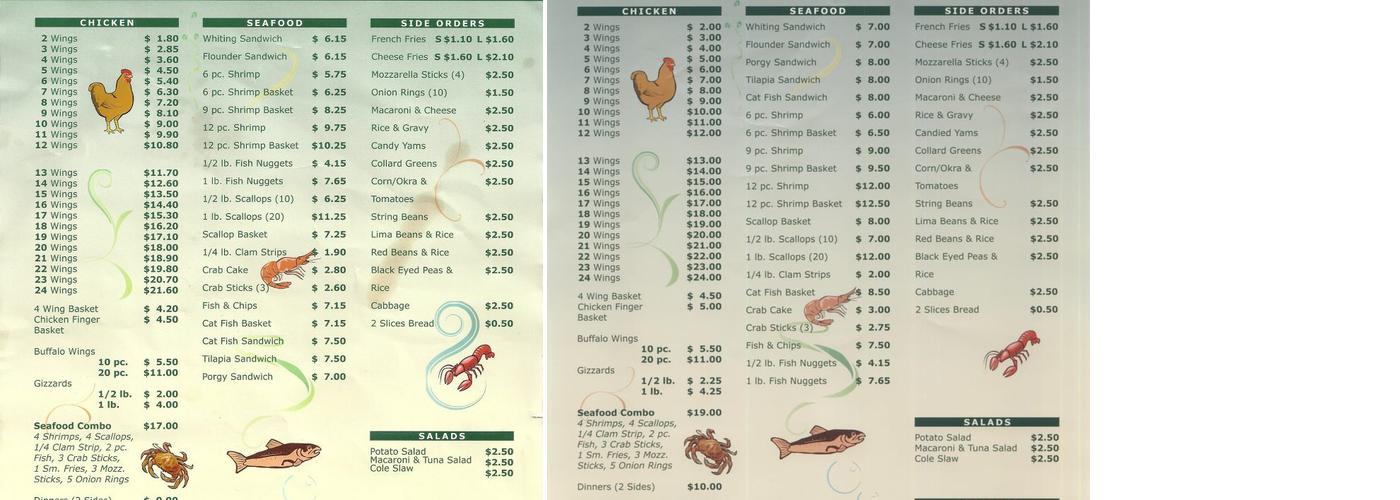 Seafood Number 1 Menu