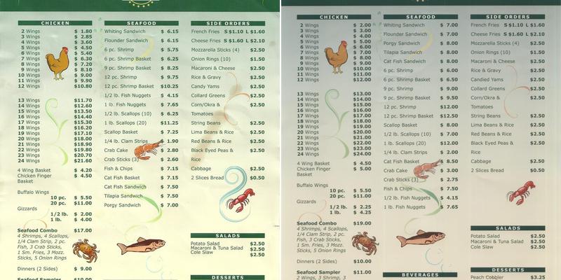Seafood Number 1 Menu