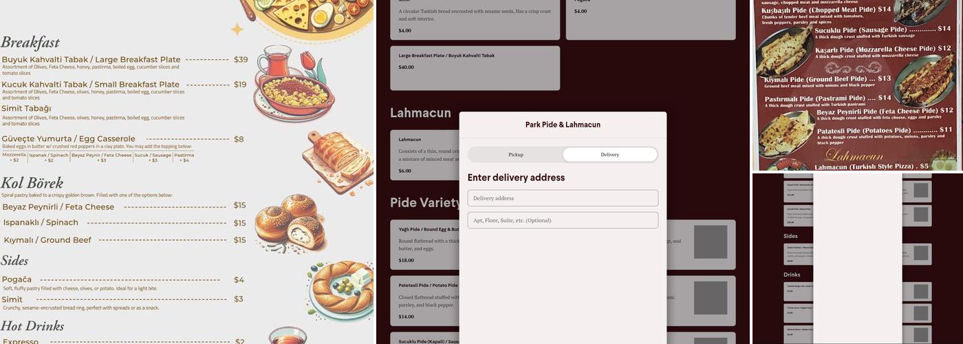 Park Pide Lahmacun Menu